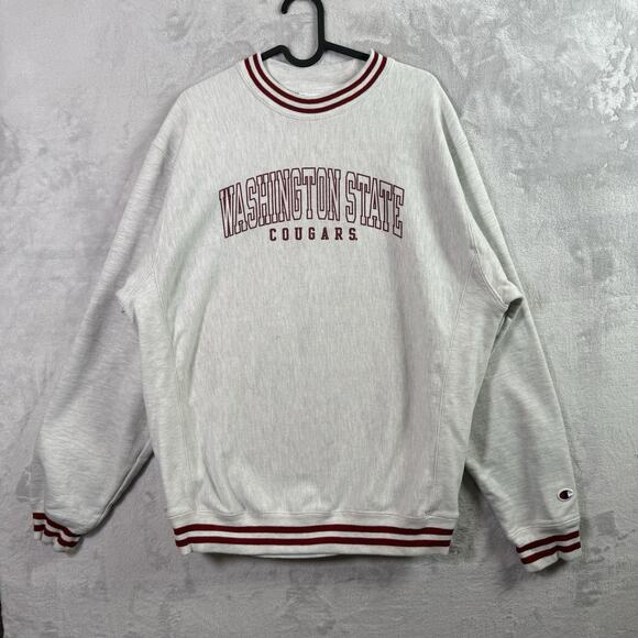 Vintage Champion Reverse Weave Crewneck Medium Washington State Cougars Grey - Picture 1 of 16
